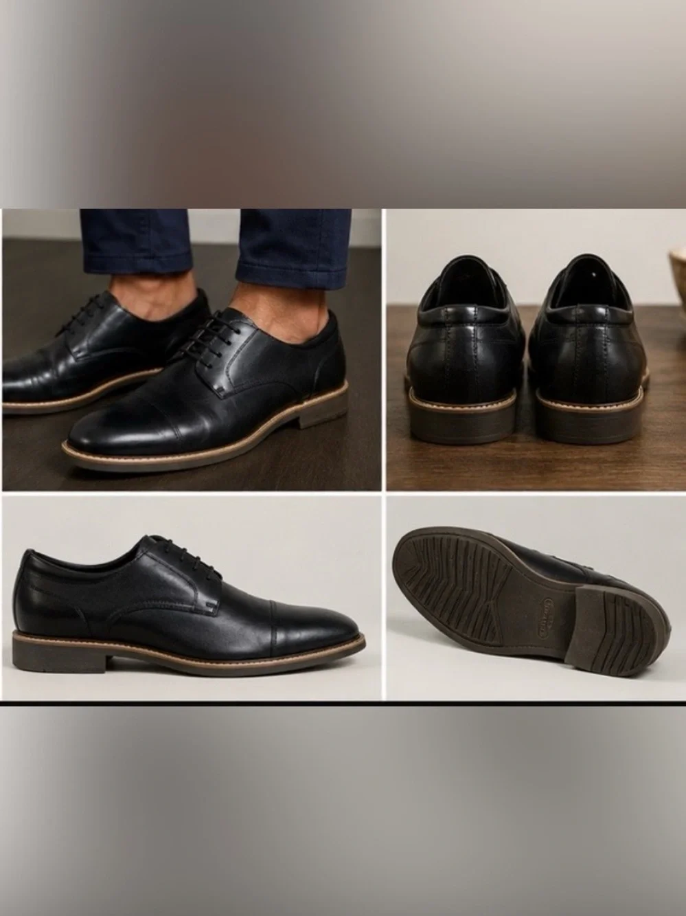 Steve Madden Black Cap Toe Oxford Leather Dress Shoes Men’s Size 10